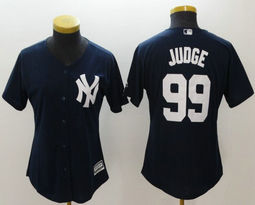 Women's New York Yankees #99 Aaron Judge Navy Blue Authentic stitched MLB jersey