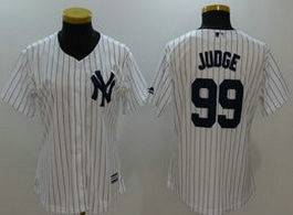 Women's New York Yankees #99 Aaron Judge White Authentic Stitched MLB Jersey