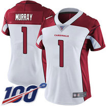 Women's Nike Arizona Cardinals #1 Kyler Murray 100th Season White Vapor Untouchable Authentic Stitched NFL Jersey