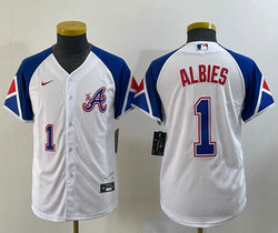 Women's Nike Atlanta Braves #1 Ozzie Albies #1 front 2023 City Authentic Stitched MLB Jersey
