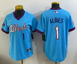 Women's Nike Atlanta Braves #1 Ozzie Albies Powder Blue 2026 City Stadium Jersey