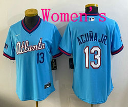 Women's Nike Atlanta Braves #13 Ronald Acu?a Jr. Powder Blue 2026 City Stadium Jersey