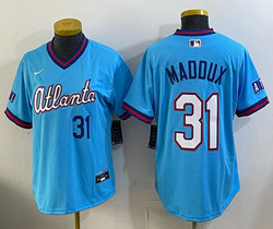 Women's Nike Atlanta Braves #31 Greg Maddux Powder Blue 2026 City Stadium Jersey