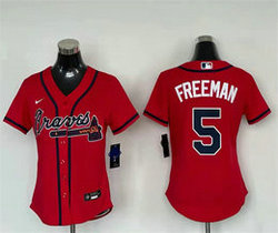Women's Nike Atlanta Braves #5 Freddie Freeman Red Authentic Stitched MLB Jersey