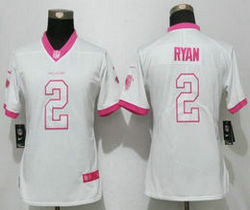 Women's Nike Atlanta Falcons #2 Matt Ryan Limited White Pink Rush Fashion NFL Jersey