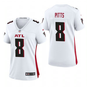 Women's Nike Atlanta Falcons #8 Kyle Pitts 2021 NFL Draft White Vapor Untouchable Authentic Stitched NFL Jersey