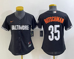 Women's Nike Baltimore Orioles #35 Adley Rutschman Black 2023 City Authentic Stitched MLB Jersey