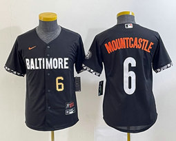 Women's Nike Baltimore Orioles #6 Ryan Mountcastle Black 2023 City Gold 6 on front Authentic Stitched MLB Jersey