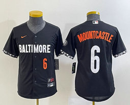 Women's Nike Baltimore Orioles #6 Ryan Mountcastle Black 2023 City Red 6 on front Authentic Stitched MLB Jersey