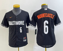 Women's Nike Baltimore Orioles #6 Ryan Mountcastle Black 2023 City White 6 on front Authentic Stitched MLB Jersey