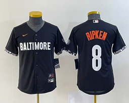 Women's Nike Baltimore Orioles #8 Cal Ripken Black 2023 City Stitched MLB Jersey