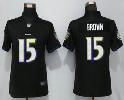 Women's Nike Baltimore Ravens #15 Marquise Brown Black Vapor Untouchable Authentic Stitched NFL Jersey