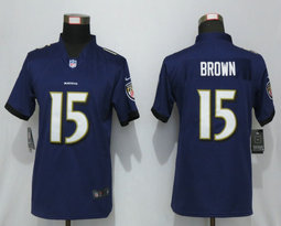 Women's Nike Baltimore Ravens #15 Marquise Brown Purple Vapor Untouchable Authentic Stitched NFL Jersey