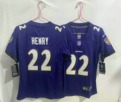 Women's Nike Baltimore Ravens #22 Derrick Henry Purple Vapor Untouchable Authentic Stitched NFL Jersey