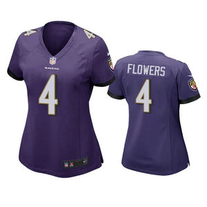 Women's Nike Baltimore Ravens #4 Zay Flowers Purple Authentic stitched NFL jersey