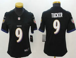 Women's Nike Baltimore Ravens #9 Justin Tucker Black Vapor Untouchable Limited Authentic Stitched NFL Jersey