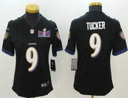 Women's Nike Baltimore Ravens #9 Justin Tucker Black Vapor Untouchable With 2024 Super Bowl (LVIII ) patch Jersey