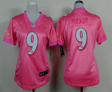 Women's Nike Baltimore Ravens #9 Justin Tucker Pink Be Luv'd Authentic Stitched NFL Jersey