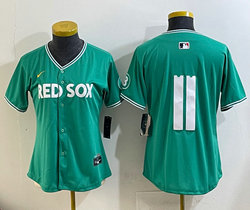 Women's Nike Boston Red Sox #11 Rafael Devers (no name) Green City Jersey