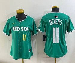Women's Nike Boston Red Sox #11 Rafael Devers Green #11 front City Jersey