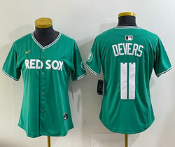 Women's Nike Boston Red Sox #11 Rafael Devers Green City Jersey