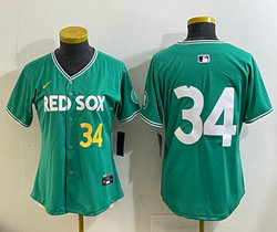 Women's Nike Boston Red Sox #34 David Ortiz (no name) #34 front Green City Jersey