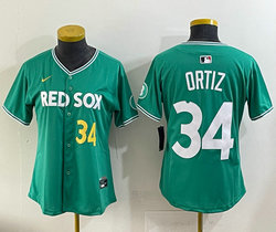 Women's Nike Boston Red Sox #34 David Ortiz Green #34 front City Jersey