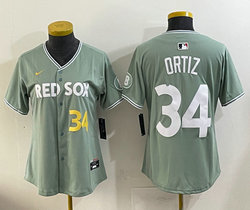 Women's Nike Boston Red Sox #34 David Ortiz Green 34 front 2025 City MLB Jersey