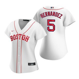 Women's Nike Boston Red Sox #5 Enrique Hernandez White Game Authentic Stitched MLB Jersey