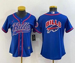 Women's Nike Buffalo Bills Blank Blue Joint Big Logo Authentic Stitched baseball jersey