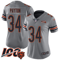 Women's Nike Chicago Bears #34 Walter Payton 100th Anniversary Grey Inverted Legend Vapor Untouchable Authentic Stitched NFL jersey