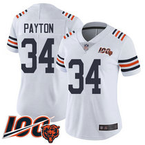 Women's Nike Chicago Bears #34 Walter Payton 100th Anniversary Patch White Vapor Untouchable Limited Authentic Stitched NFL Jersey