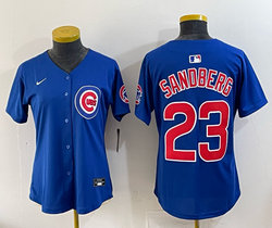Women's Nike Chicago Cubs #23 Ryne Sandberg Blue Authentic stitched MLB jersey