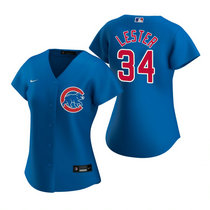 Women's Nike Chicago Cubs #34 Jon Lester Blue Game Authentic Stitched MLB Jersey