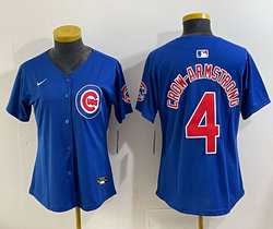 Women's Nike Chicago Cubs #4 Pete Crow-Armstrong Blue Stitched Baseball Jersey
