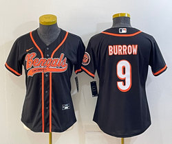 Women's Nike Cincinnati Bengals #9 Joe Burrow Black Joint Authentic Stitched baseball jersey