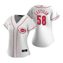 Women's Nike Cincinnati Reds #58 Luis Castillo White Authentic Stitched MLB Jersey