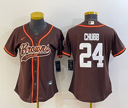 Women's Nike Cleveland Browns #24 Nick Chubb Brown Joint Authentic Stitched baseball jersey