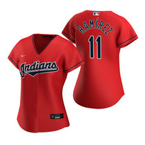 Women's Nike Cleveland Indians #11 Jose Ramirez Red Game Authentic Stitched MLB Jersey