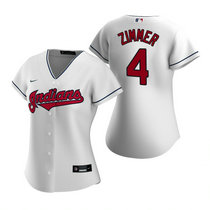 Women's Nike Cleveland Indians #4 Bradley Zimmer White Game Authentic Stitched MLB Jersey