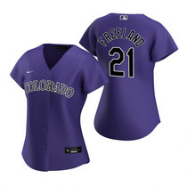 Women's Nike Colorado Rockies #21 Kyle Freeland Purple Game Authentic Stitched MLB Jersey