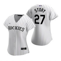 Women's Nike Colorado Rockies #27 Trevor Story White Game Authentic Stitched MLB Jersey