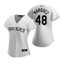 Women's Nike Colorado Rockies #48 German Marquez White Game Authentic Stitched MLB Jersey