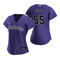 Women's Nike Colorado Rockies #55 Jon Gray Purple Game Authentic Stitched MLB Jersey
