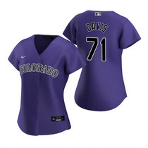 Women's Nike Colorado Rockies #71 Wade Davis Purple Game Authentic Stitched MLB Jersey