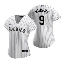 Women's Nike Colorado Rockies #9 Daniel Murphy White Game Authentic Stitched MLB Jersey