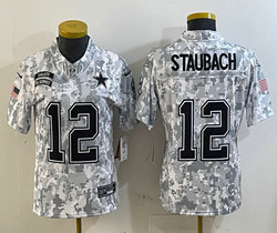 Women's Nike Dallas Cowboys #12 Roger Staubach 2024 Salute to Service Authentic Stitched NFL Jersey