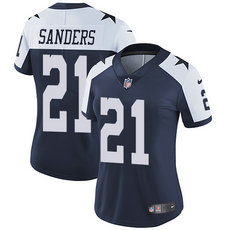 Women's Nike Dallas Cowboys #21 Deion Sanders Navy Blue Thanksgiving Vapor Untouchable Limited Authentic stitched NFL jersey