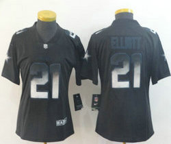 Women's Nike Dallas Cowboys #21 Ezekiel Elliott Black Smoke Fashion Vapor Untouchable Authentic Stitched NFL jersey