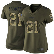 Women's Nike Dallas Cowboys #21 Ezekiel Elliott Green Salute To Service Authentic Stitched NFL jersey